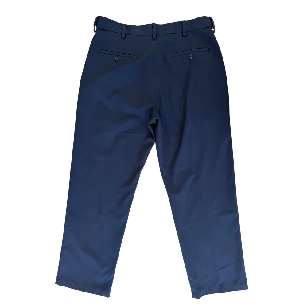Haggar Mens Performance Dress Pants 34x30 Navy Blue Chino Trousers Work Preppy